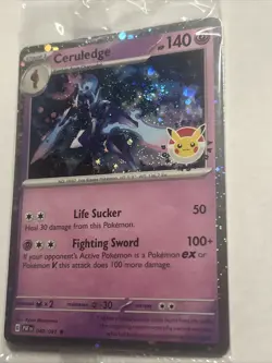 Pokemon TCG Ceruledge 40/91 Paldean Fates Pokemon Day 2024 Cosmo Holo SEALED NM - Image 1