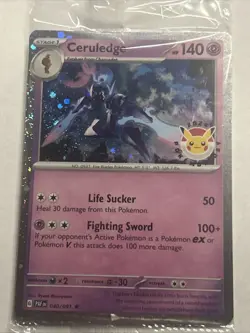 Pokemon TCG Ceruledge 40/91 Paldean Fates Pokemon Day 2024 Cosmo Holo SEALED NM - Image 2