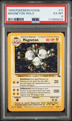 1999 POKEMON FOSSIL #11 MAGNETON-HOLO PSA 6 - Image 1