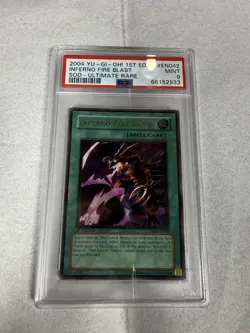 YUGIOH PSA 9 Inferno Fire Blast SOD-EN042 Ultimate Rare 1st Edition - Image 1