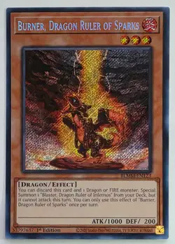 Yugioh Burner, Dragon Ruler of Sparks BLMM-EN123 Secret Rare 1st Edition - Image 1