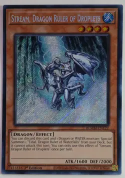 Yugioh Stream, Dragon Ruler of Droplets BLMM-EN122 Secret Rare 1st Edition - Image 1