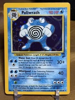 Pokemon Poliwrath Base Set 2 Holo Rare Card 15/130 WOTC 2nd Edition NM - Image 1