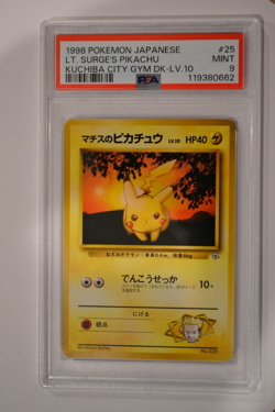 PSA 9 Lt. Surge's Pikachu 25 Pokemon Kuchiba City Gym Deck Japanese 1998 - Image 1