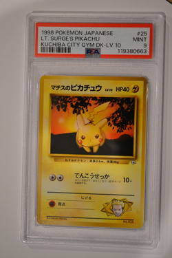 PSA 9 Lt. Surge's Pikachu 25 Pokemon Kuchiba City Gym Deck Japanese 1998 - Image 1
