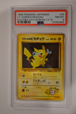 1998 japanese pokemon kuchiba city gym deck lt surge's lv 15 Pikachu PSA 8 - Image 1