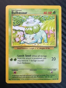 Pokemon TCG Bulbasaur 44/102 Base Set Common Unlimited DMG - Image 1