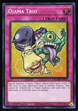 Ojama Trio BLMM-EN010 Yugioh TCG Card Secret Rare NM - Image 1
