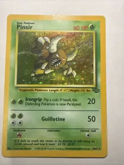 Pokemon TCG Pinsir Holo Unlimited Rare Card 9/64 Jungle Base Set - Image 1
