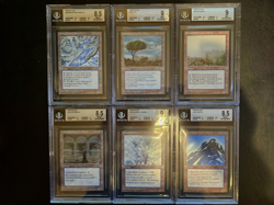 1995 MTG Ice Age Special rare Lands (Brushland, Glacial Chasm, Veldt) BGS Mint - Image 1