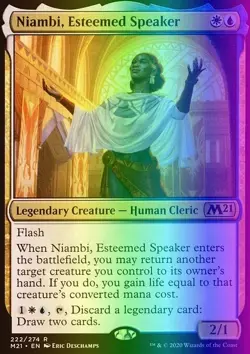 MTG Magic the Gathering Niambi, Esteemed Speaker (222/417) Core Set 2021 LP FOIL - Image 1