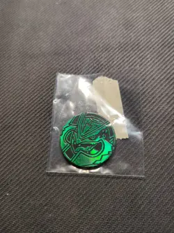 M Mega Rayquaza Green Holo Pokemon Coin - Image 1
