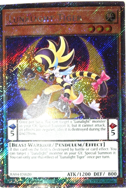 Lunalight Tiger - RA04-EN020 Platinum Secret Rare 1st Edition YuGiOh TCG Card - Image 1