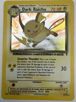 2002 Pokemon TCG Legendary Collection Dark Raichu 7/110 Holo Rare Card - Image 1