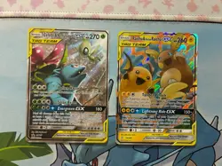 Pokemon Card Full Art Alt Art Fire Tag Team Venusaur Raichu - Image 1