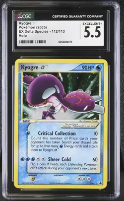 CGC 5.5 Kyogre Gold Star 2005 EX Delta Species 112/113 Holo Pokemon Card - Image 1