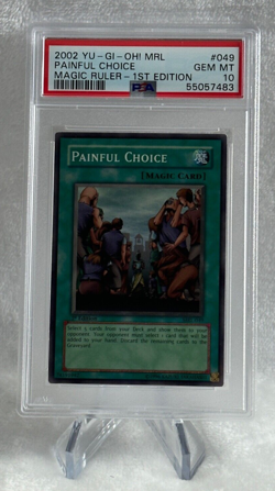 2002 YUGIOH Painful Choice MRL-049 1st Edition PSA 10 GEM MINT Super Rare! - Image 3