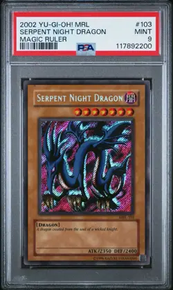 2002 Yu-Gi-Oh! Serpent Night Dragon Magic Ruler MRL Unlimited Secret Rare PSA 9 - Image 1