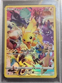 Pokemon Pikachu TCG Full Art Secret Rare Holo Card 160/159 Crown Zenith PSA 8 - Image 4