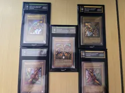 YuGiOh 2002 Exodia Complete Full Set LOB 120-124 Ultra Rare Degree Grade 8/7/6 - Image 1