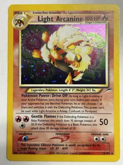 Pokemon TCG Light Arcanine Neo Destiny Holo Card 12/105 Unlimited Rare (MP) - Image 1
