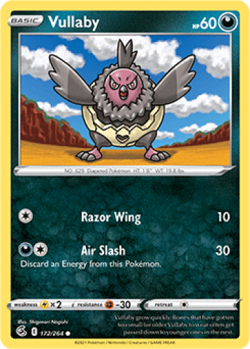 1x Vullaby 172/264 REVERSE HOLO Fusion Strike Pokemon TCG Card NM - Image 1