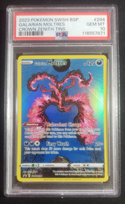 PSA 10 GALARIAN MOLTRES 284 BLACK STAR PROMO CROWN ZENITH TINS POKEMON - Image 1