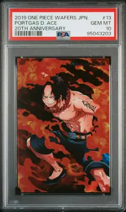 PSA10 No.13 SR Ace 20th Anniversary One Piece Wafers Card BANDAI Graded Item Exc - Image 1