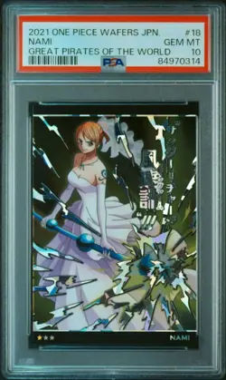 PSA10 No.8 18 SR Nami One Piece Wafers Card BANDAI Item Excellent Condition - Image 1