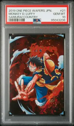 PSA10 No.21 SR Luffy One Piece Wafers Card BANDAI Graded Item Excellent Conditio - Image 1