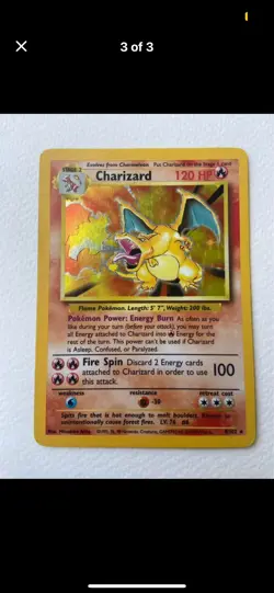 Pokemon TCG Charizard Base Set Holo Unlimited Rare Card 4/102 1995 - Image 1