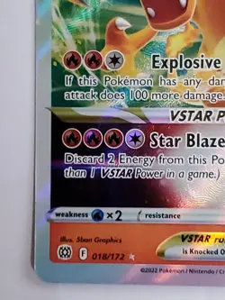 2022 Pokemon SWSH Brilliant Stars Charizard VSTAR Ultra Rare 018/172 #018 - Image 2