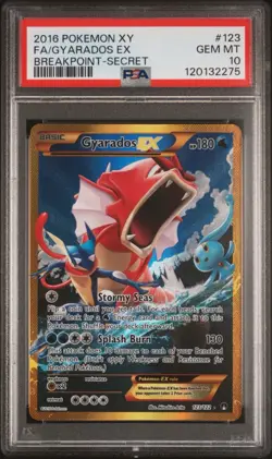 2016 POKEMON XY BREAKPOINT GYARADOS EX #123 PSA 10 SECRET RARE FULL ART - Image 1