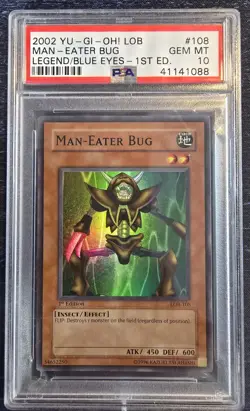 Man-Eater Bug *PSA 10* 1st Edition *LOB-108* Super Rare *2002* Vintage * Yugioh - Image 1