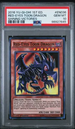 Toon Red-Eyes Toon Dragon *PSA 10* SHVI-EN036 * Super Rare *2016* Yugioh - Image 1