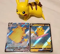 Pokemon Card TCG - Surfing Pikachu V & VMAX Ultra Rare Celebrations Near Mint - Image 1