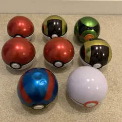 Pokemon Trading Card Game Empty Tin Pokeballs Lot of 8 Decorations Gift - Image 1