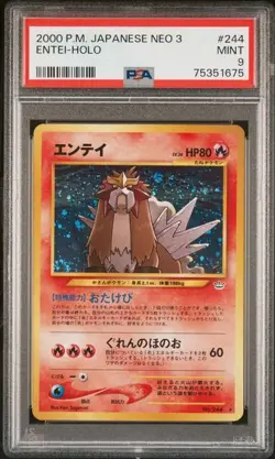 2000 Pokemon Japanese Neo Series 3 No. 244 Entei Holo PSA 9 - Image 1