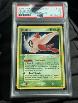 Pokemon 2006 Gold Star Celebi Holo Card #100/100 EX Crystal Guardians PSA 5 - Image 1