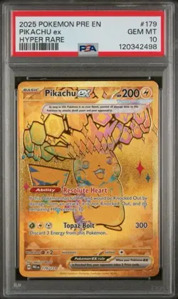 2025 Pokemon Pre En-prismatic Evolutions 179 Pikachu Ex Hyper Rare PSA 10 - Image 1