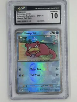 Pokemon 2025 Pre-EN #018 Slowpoke Master Ball Reverse Holo CGC 10 - Image 1