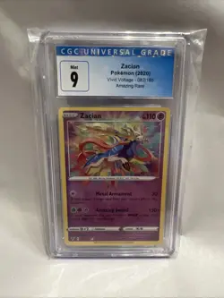 2020 Zacian Vivid Voltage 082/185 Amazing Rare Pokemon Card CGC 9 Mint - Image 1