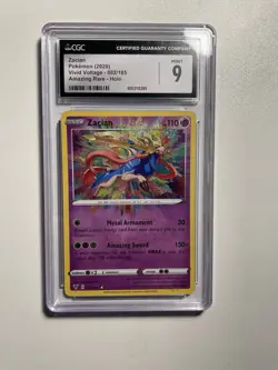 2020 Zacian Vivid Voltage 082/185 Amazing Rare Pokemon Card CGC 9 Mint - Image 1
