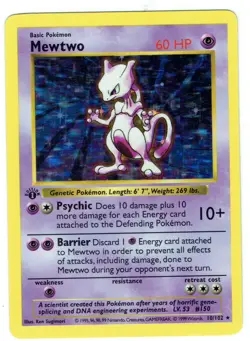 Mewtwo 1999 First Edition Shadowless Base Set 1st Edition Pokemon Card 10/102 - Image 1
