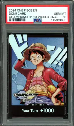 WORLD FINAL MONKEY D. LUFFY DON!! CARD One Piece Championship 23 Eng, PSA 10 - Image 1