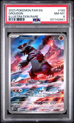 2023 Pokemon Paradox Rift 199/182 Groudon Illustration Rare PSA 8 NM-MT English - Image 1