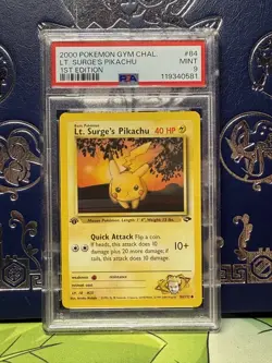 POKEMON Gym Challenge 1st Edition LT. SURGE'S PIKACHU 84/132 PSA 9 MINT - Image 1