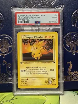 POKEMON Gym Challenge 1st Edition LT. SURGE'S PIKACHU 84/132 PSA 9 MINT - Image 1