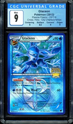CGC 9 Pokemon Glaceon 23 Plasma Freeze 2013 City Championships Promo Card - Image 1