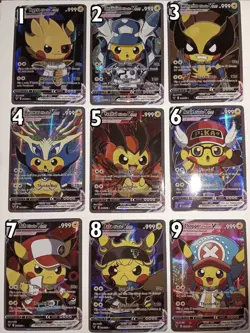 Pokemon Fan Art: Custom Pikachu Set (55 Cards Included, 10 Cards 1 of 1 print) - Image 4